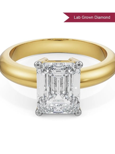 EMORI Yellow Gold Timeless Emerald Cut Men Lab Grown Diamond Ring