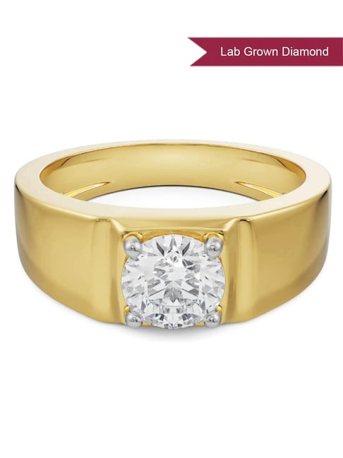 EMORI Yellow Gold Oliver Round Men's Lab Grown Diamond Ring