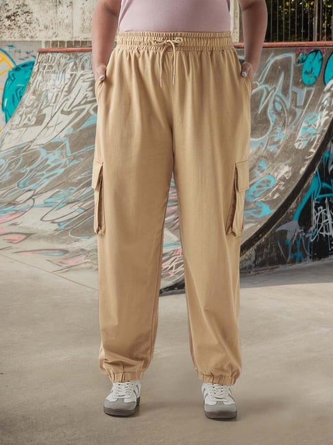Bewakoof Women's Ginger Root Brown Super Loose Fit Plus Size Cargo Jogger-picture-31