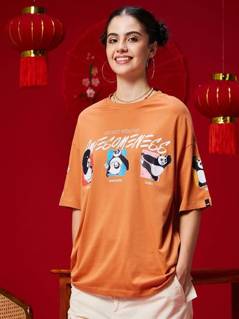 Buy Bewakoof Kung Fu Panda Women's Orange Graphic Printed