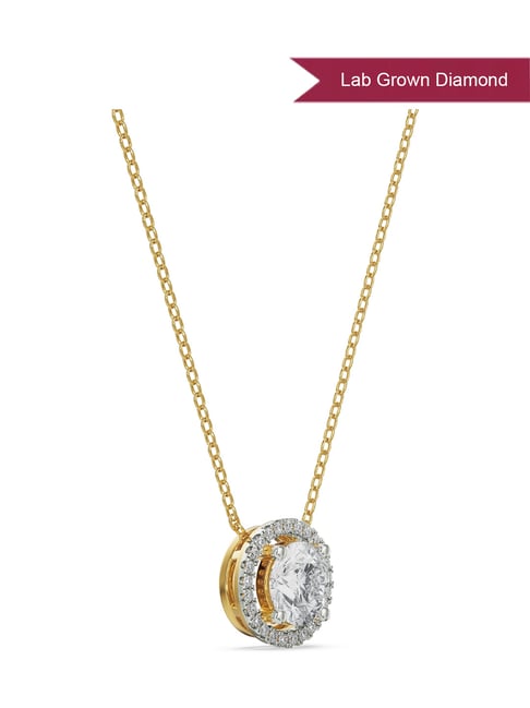 EMORI 14k (585) Yellow Gold Havana Solitaire Lab Grown Diamond Necklace & Earring Set