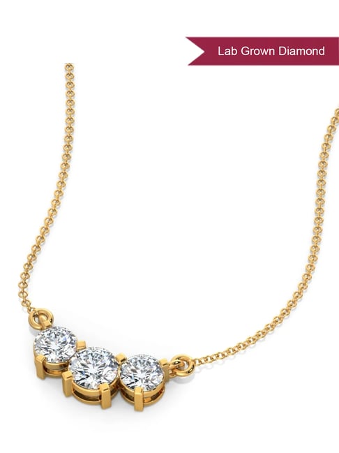 EMORI 18k (750) Yellow Gold Faiza Solitaire Lab Grown Diamond Necklace & Earring Set