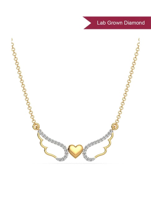 EMORI 18k (750) Yellow Gold Wings of Love Lab Grown Diamond Necklace for Women
