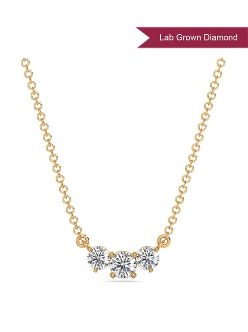 EMORI 18k (750) Triple Solitaire Lab Grown Diamond Necklace for Women
