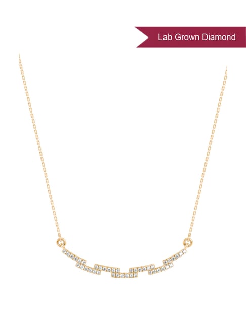 EMORI 18k (750) Yellow Gold Sleek Lab Grown Diamond Necklace for Women