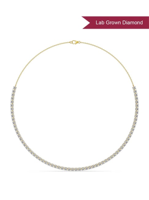 EMORI 14k (585) Yellow Gold Sleek Lab Grown Diamond Tennis Necklace for Women