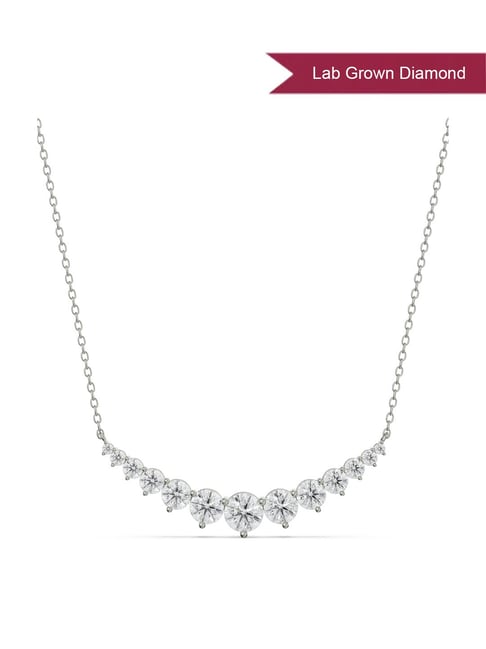 EMORI 18k (750) White Gold Eternity Round Lab Grown Diamond Necklace for Women