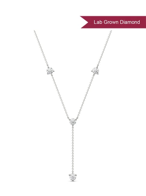 EMORI 14k (585) White Gold Golden Grace Lab Grown Diamond Y Necklace for Women