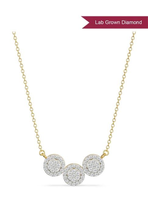 EMORI 14k (585) Halo Round Trio Lab Grown Diamond Necklace for Women