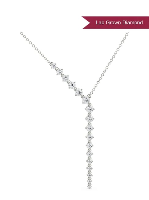 EMORI 14k (585) White Gold Sleek Lab Grown Diamond Chain Necklace for Women