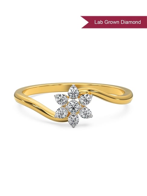 EMORI 18k Yellow Gold Lab Grown Diamond Minimal Ring for Women