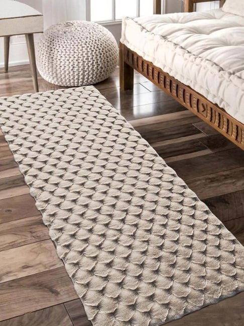 OBSESSIONS Light Beige Anti-Skid Solid Bedside Runner - Small (150 cm x 80 cm)