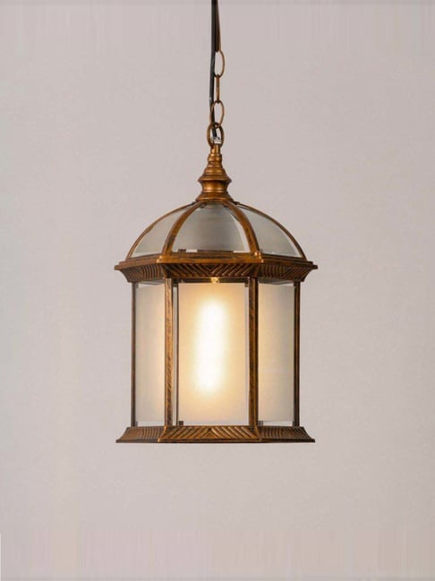 Whispering Homes Calvino Arched Outdoor Hanging Lamp - Frosted Glass Bronze