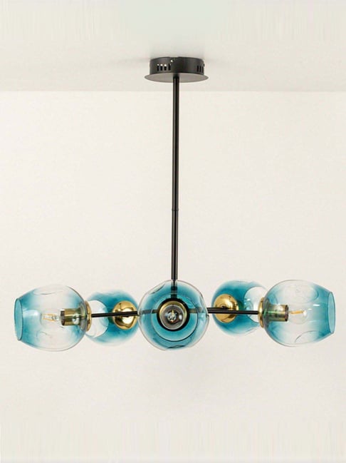 Whispering Homes Flannel 5 Linear Chandelier - Blue