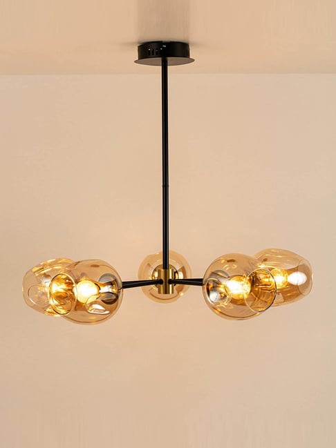 Whispering Homes Flannel 5 Linear Chandelier - Amber