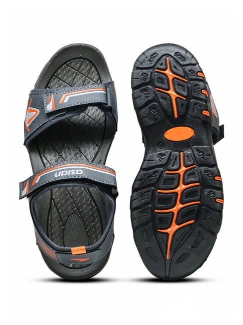 Buy Asian Men VISTARA-34 Orange & Grey Sandals for Men at Best