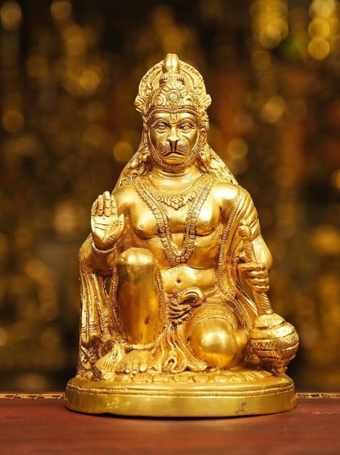 Ekaa Handicrafts Gold Brass Lord Hanuman Statue-picture-24