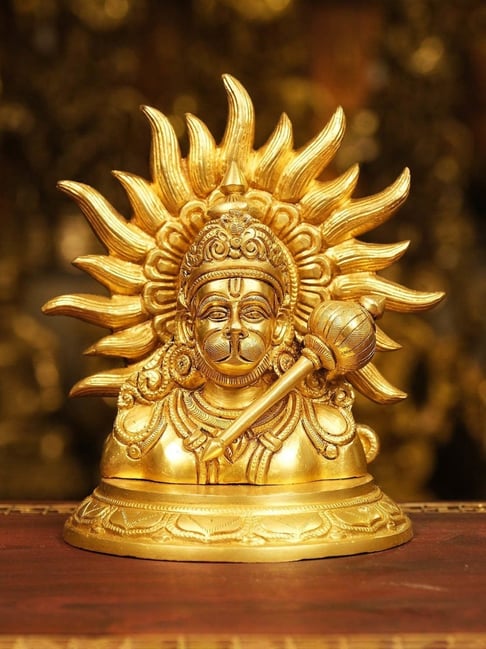 Ekaa Handicrafts Gold Brass Lord Hanuman Ji Bust Statue-picture-11