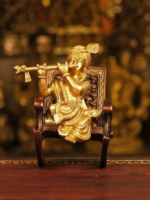 Ekaa Handicrafts Gold Brass Prabhu Shri Ram Lala On Rocking Chair Two Tone-picture-24