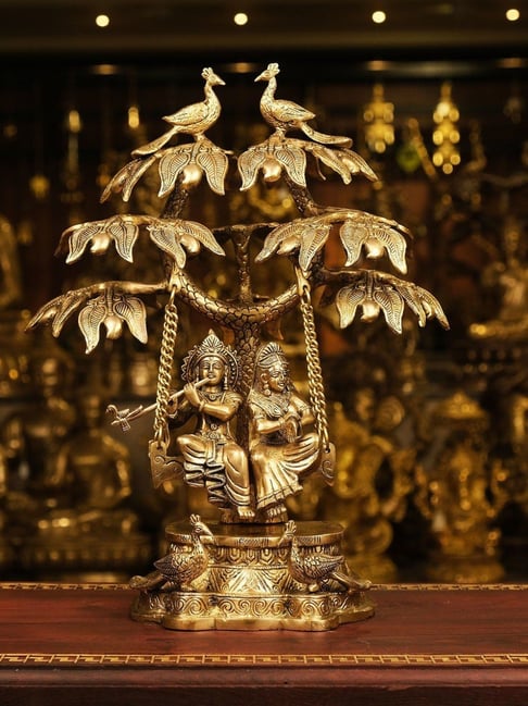 Ekaa Handicrafts Gold Brass Radha Krishna Statue-picture-30