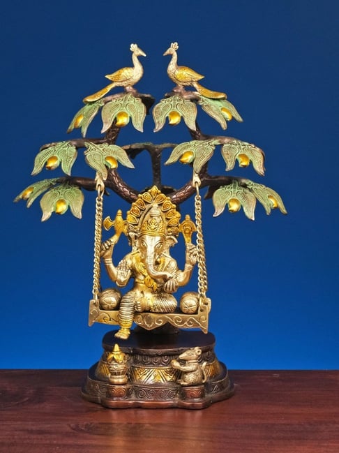 Ekaa Handicrafts Gold Brass Ganesha Statue-picture-19