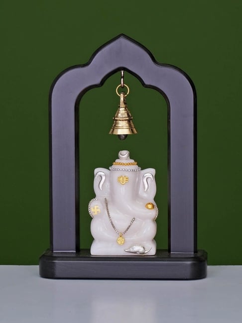 Ekaa Handicrafts Gold Brass Lord Ganesha With Brass Temple Bell-picture-13