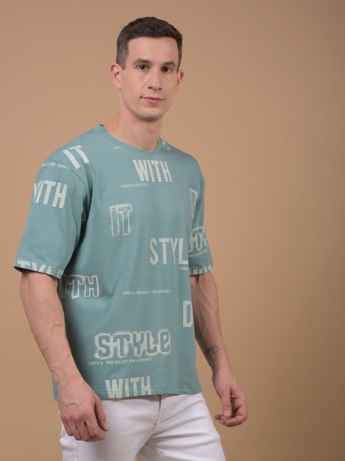 Crimsoune Club Green Cotton Slim Fit Typography T-Shirt-picture-15