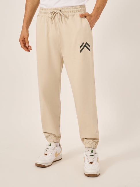 Styli Cream Cotton Relaxed Fit Joggers