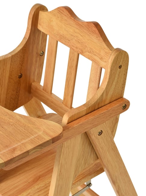MiArcus Brown Rubber Wood Baby Foldable Design High Chair