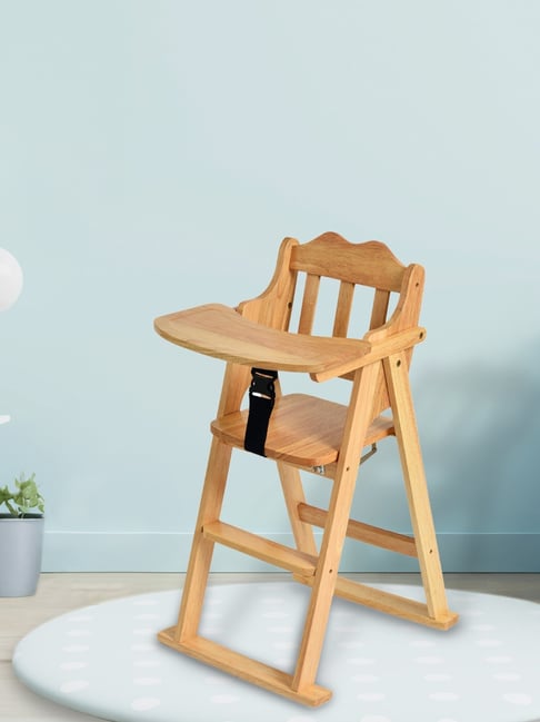 MiArcus Brown Rubber Wood Baby Foldable Design High Chair