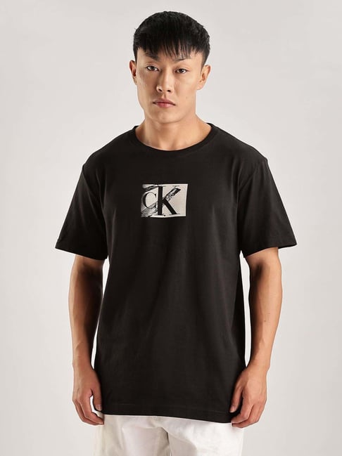 Calvin Klein Ck Black Logo Regular Fit Cotton T-Shirt