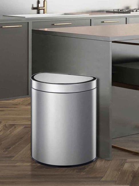 OBSESSIONS Metallic Stainless Steel USB Rechargeable Sensor Dustbin for Home & Kitchen (10 L)