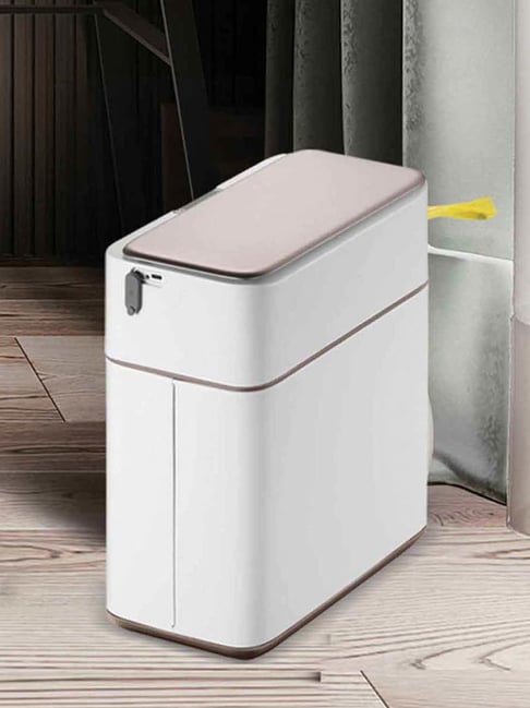 OBSESSIONS White Stainless Steel USB Rechargeable Sensor Dustbin for Home & Kitchen (8 L)