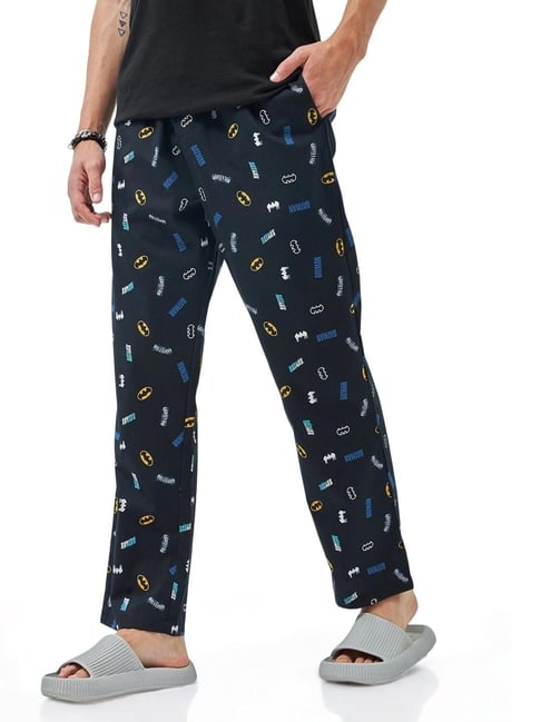 Bewakoof Official DC Merchandise Men's Black All Over Printed Pyjamas
