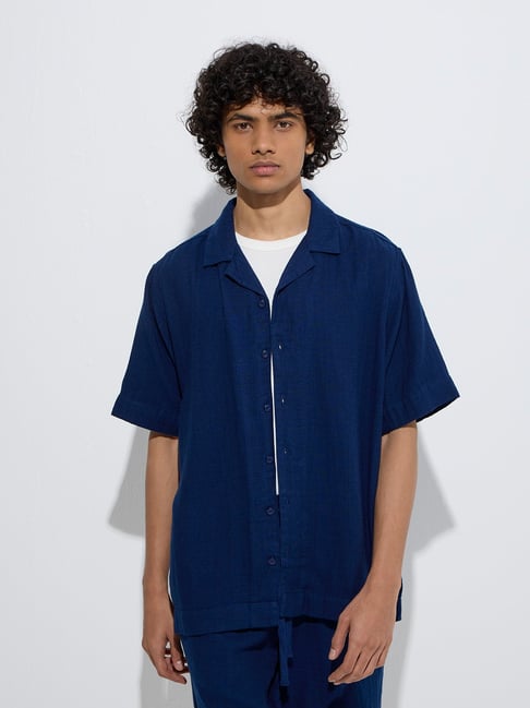 ETA by Westside Indigo Relaxed-Fit Cotton-Blend Shirt-picture-31