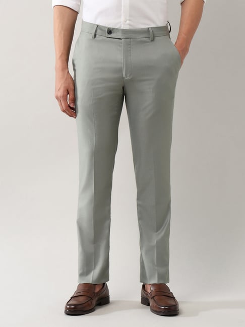 Arrow Grey Polyester Regular Fit Solid Formal Trousers-picture-38