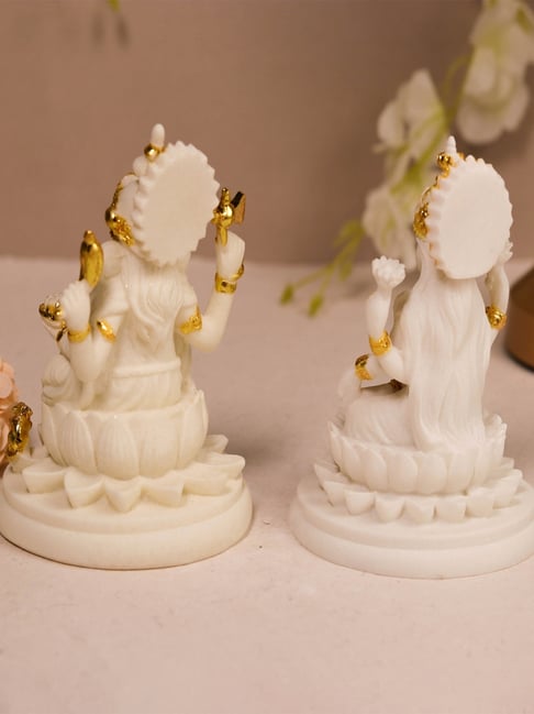 Buy Art Street Marble White Laxmi Ji and Ganesh Ji Statue