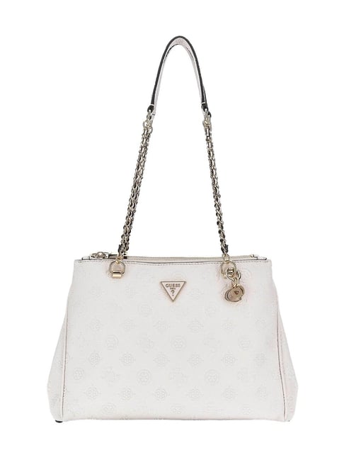 Guess Off White Cresidia Logo Shoulder Bag