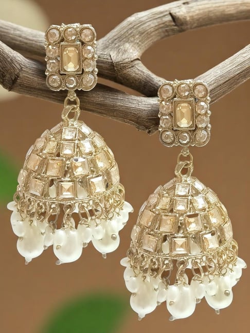 OOMPH Gold Square Jhumki Earrings-picture-16