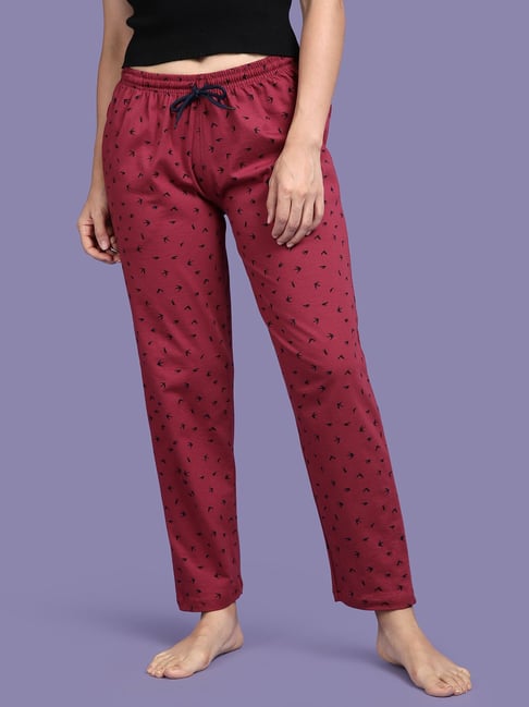 Kryptic Maroon Cotton Printed Lounge Pants-picture-39