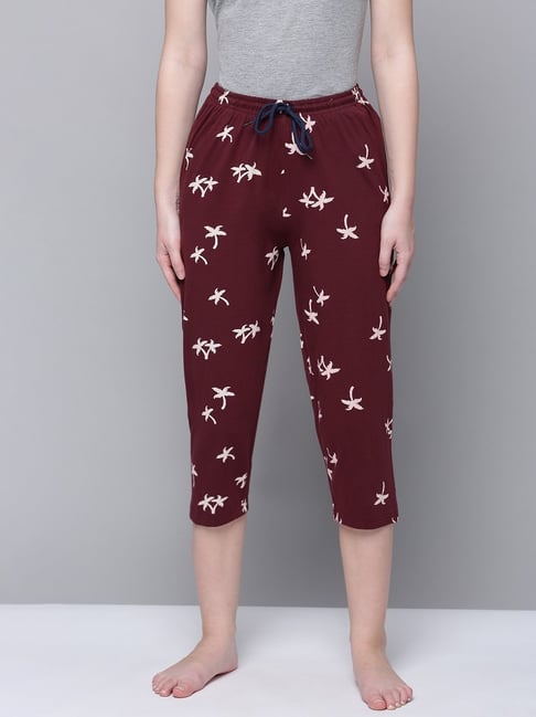 Kryptic Maroon Cotton Printed Capris-picture-10