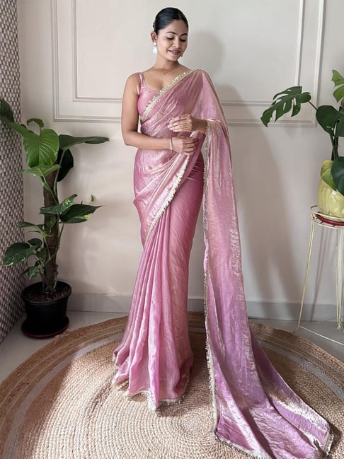 Saree Mall Mauve Organza Embellished Saree with Blouse Piece-picture-38