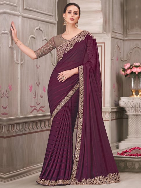 Saree Mall Magenta Georgette Embellished Saree with Blouse Piece-picture-18