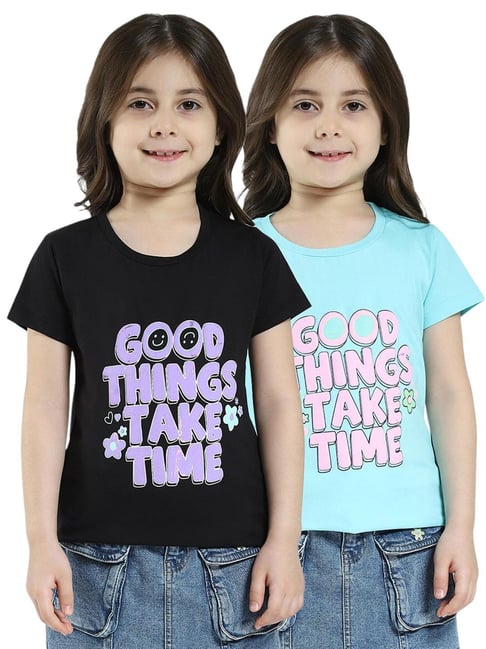 Monte Carlo Girls Black & Blue Printed Top - Pack Of 2-picture-27