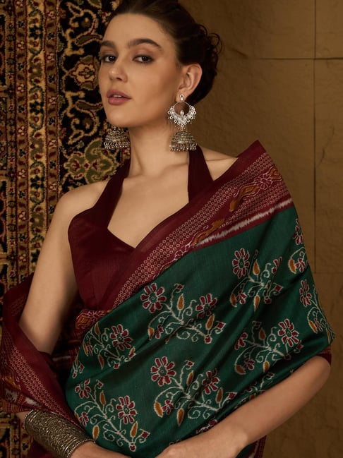 Saree Mall Green Silk Self Saree with Blouse Piece-picture-13