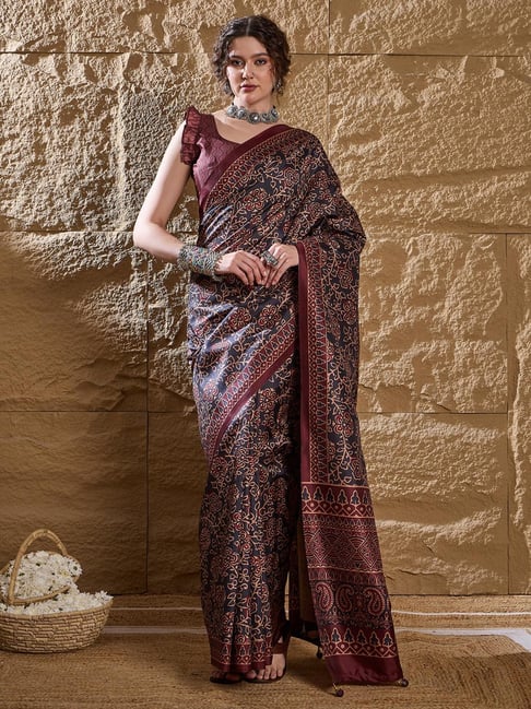 Saree Mall Black Silk Self Saree with Blouse Piece-picture-45