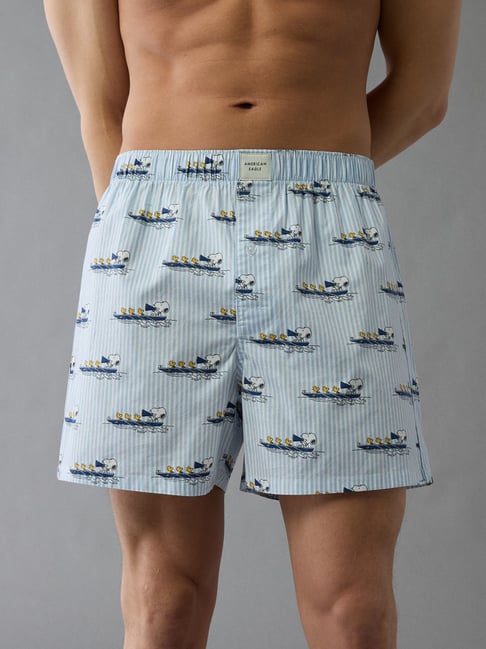 American Eagle Blue Cotton Regular Fit Printed Boxers