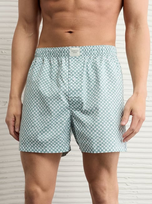 American Eagle Green Cotton Regular Fit Checks Boxers-picture-16