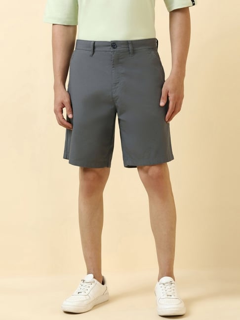 Allen Solly Grey Cotton Regular Fit Shorts-picture-34