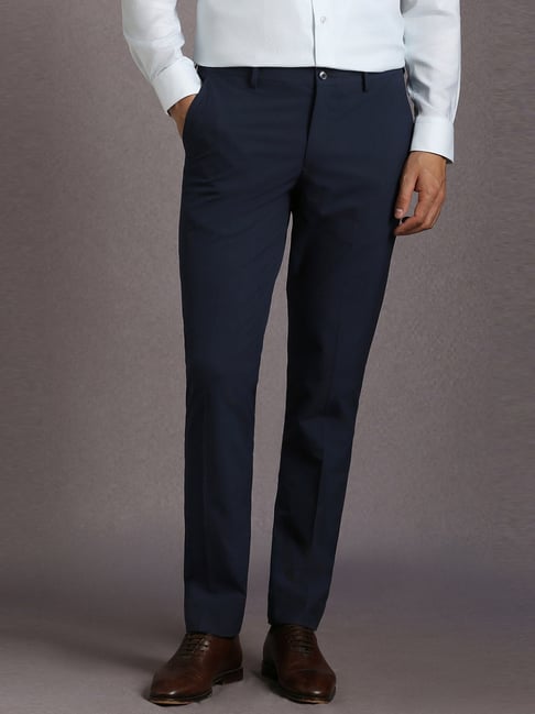 Louis Philippe Navy Slim Fit Trousers